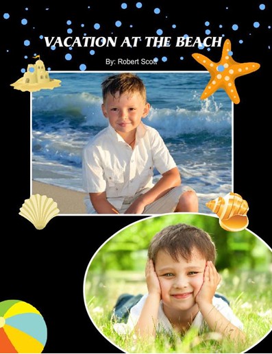 Beach Vacation Photobook, Classic Black Theme