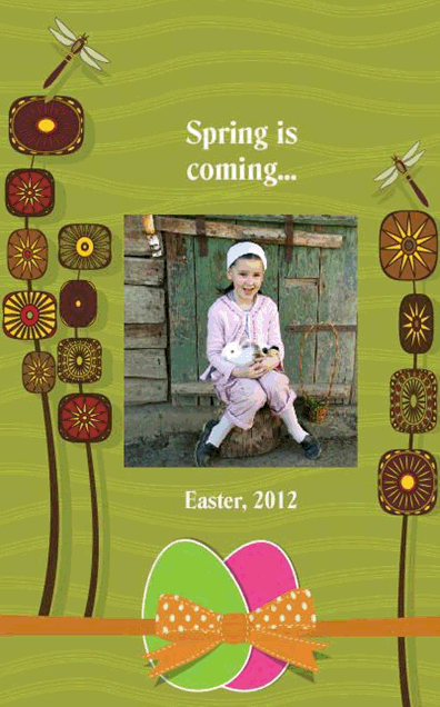 Photo Album with Easter Bunnies in Spring Design Theme