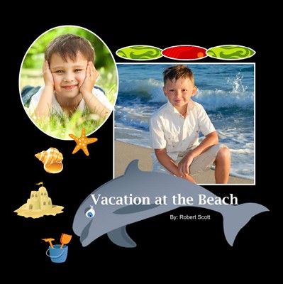 Beach Vacation Photobook, Classic Black Theme